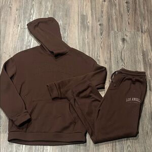 Brown Hoodie and Sweatpants Set